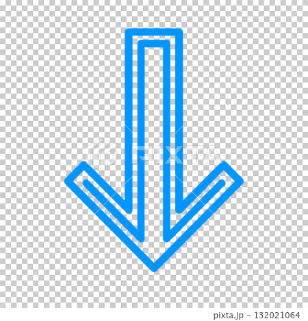 爽やかな青色の矢印アイコン、信頼感のあるブルーカラーの矢印マーク、シンプルで清潔感のある青い方向サイ 132021064