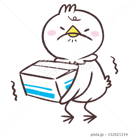 重い箱を持つ白い鳥のイラスト 132021154