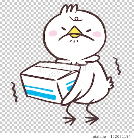 重い箱を持つ白い鳥のイラスト 132021154