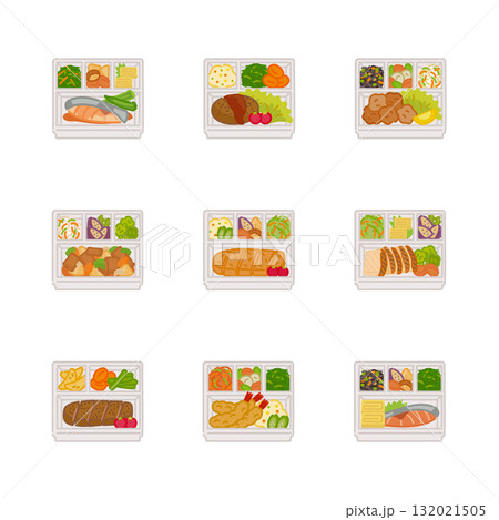 お弁当イラスト 配食サービス 食事アイコンセット お弁当イラスト 配食サービス 食事アイコンセット 132021505