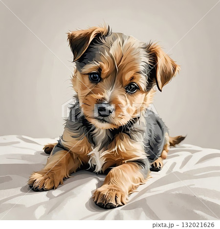 ごろんと横になるノーフォークテリア子犬 132021626