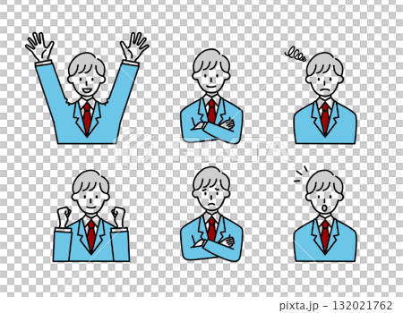 一名身穿西裝的男子的線條畫，構成插圖彩色集商人 132021762