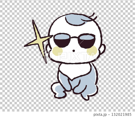 Illustration of a baby wearing sunglasses Illustration of a baby wearing sunglasses 132021985