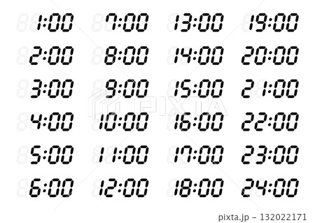 シンプルなデジタル時計のベクターイラストセット 132022171