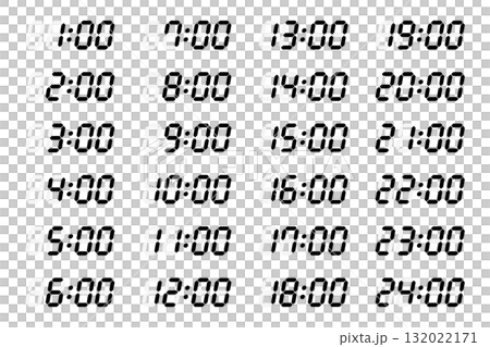 シンプルなデジタル時計のベクターイラストセット 132022171