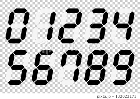 Simple digital numbers vector illustration set 132022173