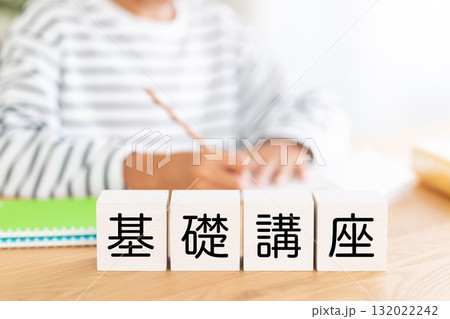 基礎講座のブロックと勉強をする小学生の男の子 132022242