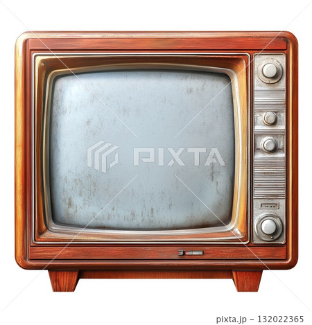 A classic wooden television set from a bygone era, showcasing a nostalgic design with a blank screen A classic wooden television set from a bygone era, showcasing a nostalgic design with a blank screen 132022365