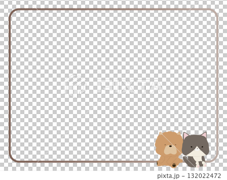 チャウチャウとハチワレ猫のフレーム 132022472