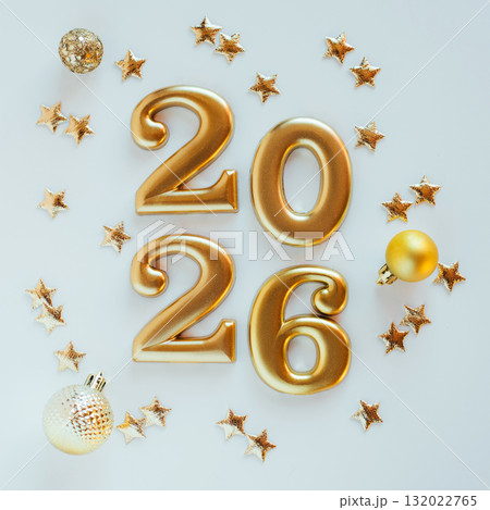 Metal numbers 2026 on a white table. Happy New Year 2026 is coming concept. Metal numbers 2026 on a white table. Happy New Year 2026 is coming concept. 132022765