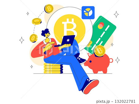 Digital Currency Payment Vector Illustration Featuring Successful Money Transaction and Online Mobile Banking for Digital Shopping in a Background 132022781