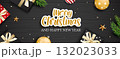 Merry christmas and happy new year greeting card banner with gifts and decorations. 132023033