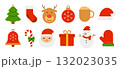 Christmas flat icon set with cute holiday elements. 132023035