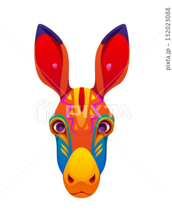 Barranquilla Colombia carnival holiday donkey mask. Latin American celebration donkey mask, Colombian Barranquilla carnival isolated cartoon vector accessory. Colombia ethnic festival object or item Barranquilla Colombia carnival holiday donkey mask. Latin American celebration donkey mask, Colombian Barranquilla carnival isolated cartoon vector accessory. Colombia ethnic festival object or item 132023088