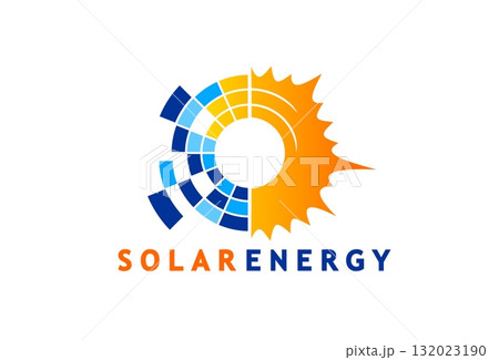 Solar ecologic energy system icon or badge. Clean power company symbol, eco electricity service vector label. Solar energy industry icon or emblem with sunlight beam and solar panel cells Solar ecologic energy system icon or badge. Clean power company symbol, eco electricity service vector label. Solar energy industry icon or emblem with sunlight beam and solar panel cells 132023190