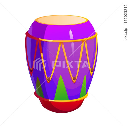 Barranquilla Colombia carnival holiday drum. Latin American festival accessory, Colombia ethnic carnival isolated vector item. Colombian Barranquilla celebration drum or Caribbean folk holiday object 132023212
