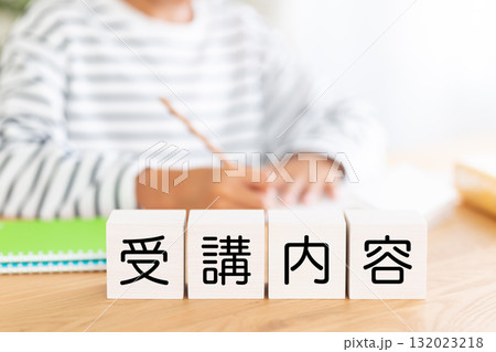 受講内容のブロックと勉強をする小学生の男の子 132023218