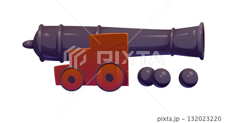 Corsair pirate cartoon cannon firearm weapon. Filibuster sail ship 18th century isolated vector firearm, buccaneer bandit vessel isolated medieval gunpowder weapon. Pirate cannon gun and cannonballs Corsair pirate cartoon cannon firearm weapon. Filibuster sail ship 18th century isolated vector firearm, buccaneer bandit vessel isolated medieval gunpowder weapon. Pirate cannon gun and cannonballs 132023220