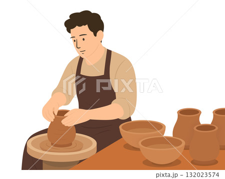 陶芸をする男性 陶芸をする男性 132023574