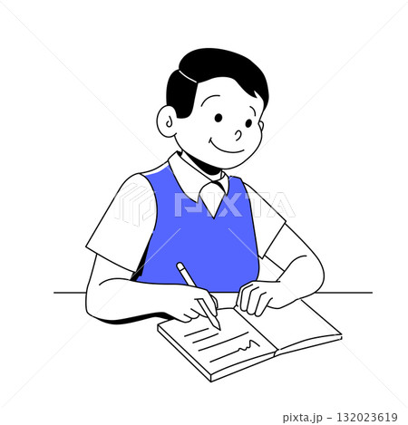A Boy Writing - Colorful Flat Design Illustration A Boy Writing - Colorful Flat Design Illustration 132023619