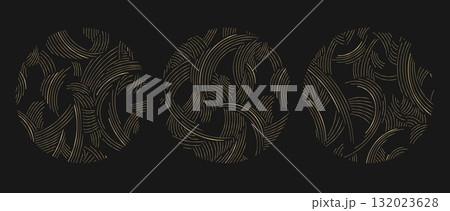 Abstract golden wave circle patterns, elegant Chinese and Japanese geometric lines and soft flowing textures. Luxury packaging, menu design, logos, and modern oriental backgrounds. Abstract golden wave circle patterns, elegant Chinese and Japanese geometric lines and soft flowing textures. Luxury packaging, menu design, logos, and modern oriental backgrounds. 132023628