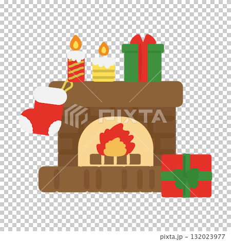 暖炉　クリスマス　イラスト 132023977