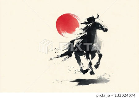 水墨画の馬のイラスト素材 [132024074] - PIXTA