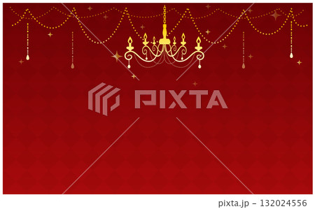 豪華なシャンデリアと赤い背景イラスト素材 132024556