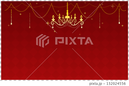 豪華なシャンデリアと赤い背景イラスト素材 132024556