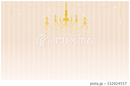 かわいい壁紙と綺麗なシャンデリア背景イラスト素材 132024557