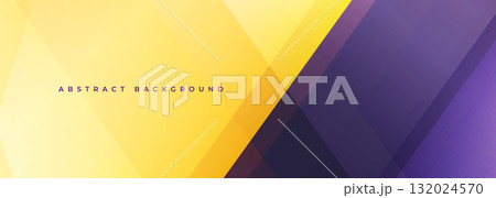 Yellow and purple modern abstract wide banner with geometric shapes. Dark violet and yellow abstract background. Yellow and purple modern abstract wide banner with geometric shapes. Dark violet and yellow abstract background. 132024570