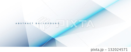 White modern abstract wide banner with blue line and geometric shapes. White and blue abstract background. 132024571