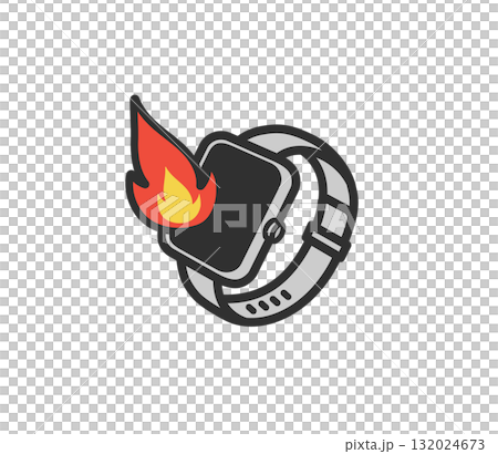 スマートウォッチ　発火事故のアイコンイラスト 132024673