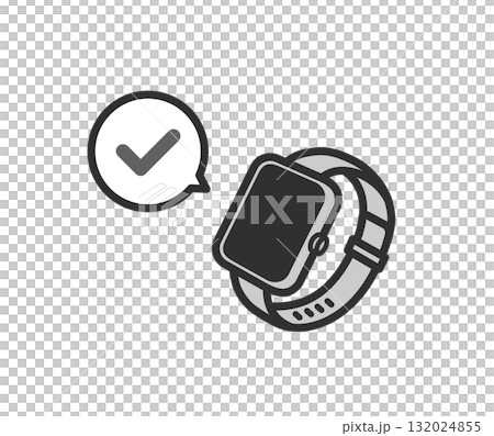 Smartwatch check mark icon illustration 132024855