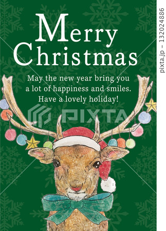 おしゃれなトナカイのイラスト_GREEN 132024886