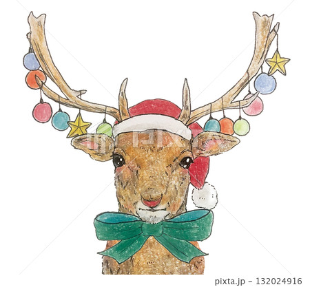 おしゃれなクリスマストナカイのイラスト 132024916