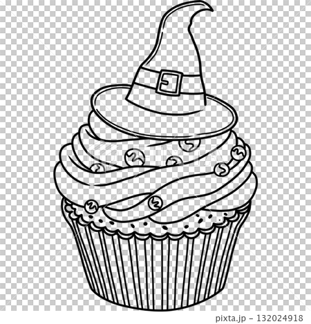 Halloween cupcake coloring  132024918