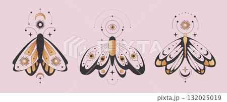 Bohemian butterflies set with celestial ornament Bohemian butterflies set with celestial ornament 132025019
