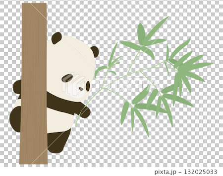 Panda climbing a tree with bamboo Panda climbing a tree with bamboo 132025033