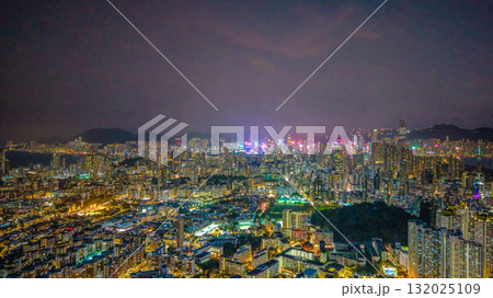 Oct 10 2025 Nighttime Cityscape of Kowloon West in Hong Kong 132025109
