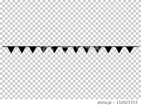 三角旗花環和裝飾線(黑白,簡單) 三角旗花環和裝飾線(黑白,簡單) 132025333