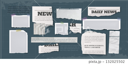 Realistic retro scrapbook newspaper clippings Realistic retro scrapbook newspaper clippings 132025502