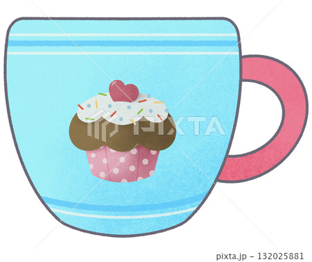 Cute Pastel Mug with Cupcake Design 132025881