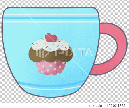 Cute Pastel Mug with Cupcake Design 132025881