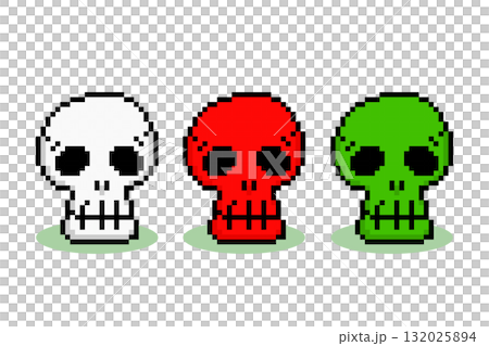 8 bit pixel skull, for game assets and cross stitch patterns, in vector illustrations 8 bit pixel skull, for game assets and cross stitch patterns, in vector illustrations 132025894