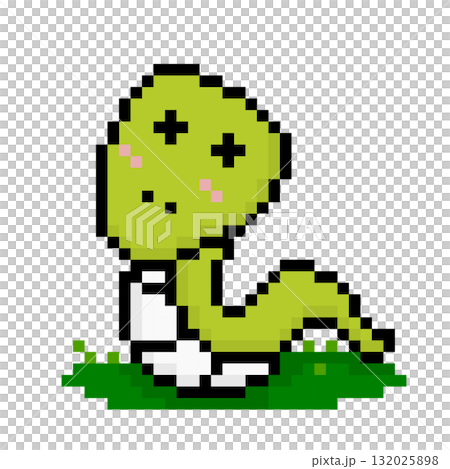 8 bit pixel of snake. Animal pixel for game assets and cross stitch patterns, in vector illustrations 132025898