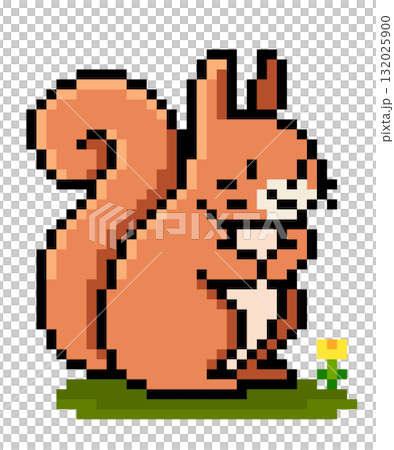 8 bit pixel of squirrel. Animal pixel for game assets and Cross Stitch patterns in vector illustrations. 8 bit pixel of squirrel. Animal pixel for game assets and Cross Stitch patterns in vector illustrations. 132025900