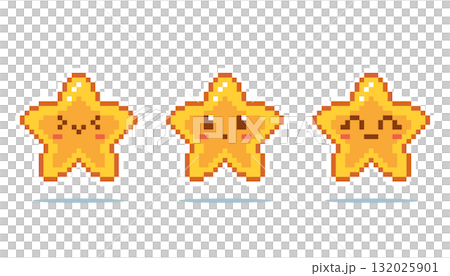 8 pixels of the adorable yellow star with the face of his expression, for game assets and cross stitching patterns in vector illustrations. 8 pixels of the adorable yellow star with the face of his expression, for game assets and cross stitching patterns in vector illustrations. 132025901