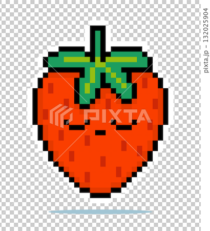 8 bit pixel strawberry characters. Pixel fruit for game assets and cross stitches patterns in vector illustrations. 132025904