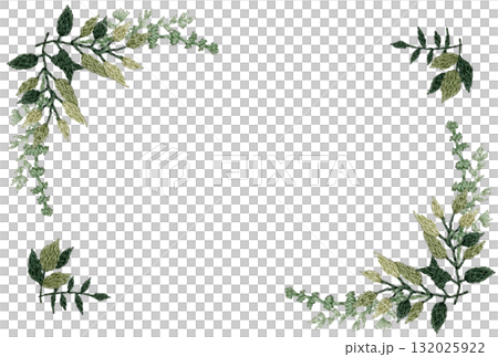 [Plant decorative frame] Hand-embroidered illustration material 132025922